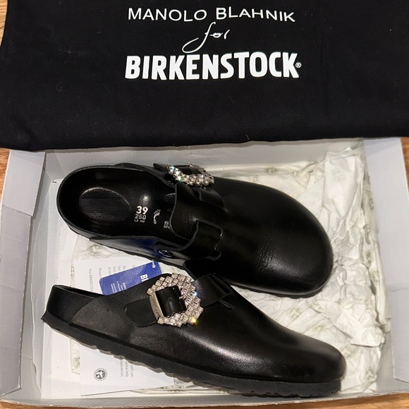 Manolo Blahnik x Birkenstock Boston crystal buckle clog size 39 8.5 - Picture 1 of 10